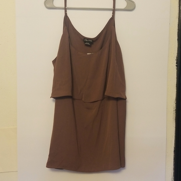 Mauve Sleeveless Cami Sweet Tier Satin Top - Picture 1 of 7